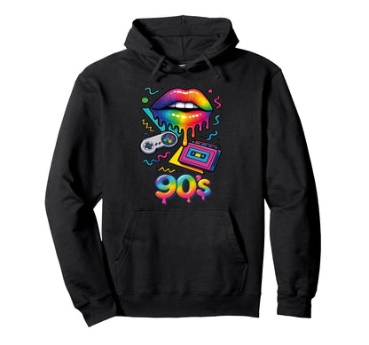 90S Pop Art Rainbow Lips Nostalgia Hoodie - Trendy Graphic Men Women - T-Shirt, Sweatshirt, Hoodie