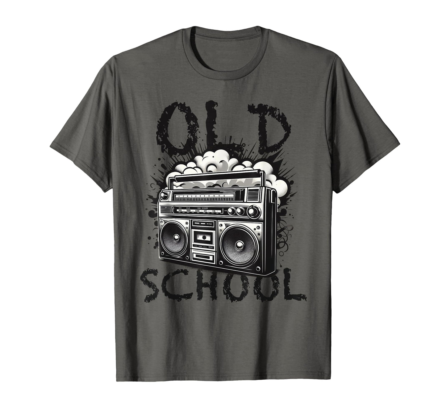 Old School Boombox Black White Hip T-Shirt - Aesthetic Graphic Men Women - T-Shirt, Sweatshirt, Hoodie