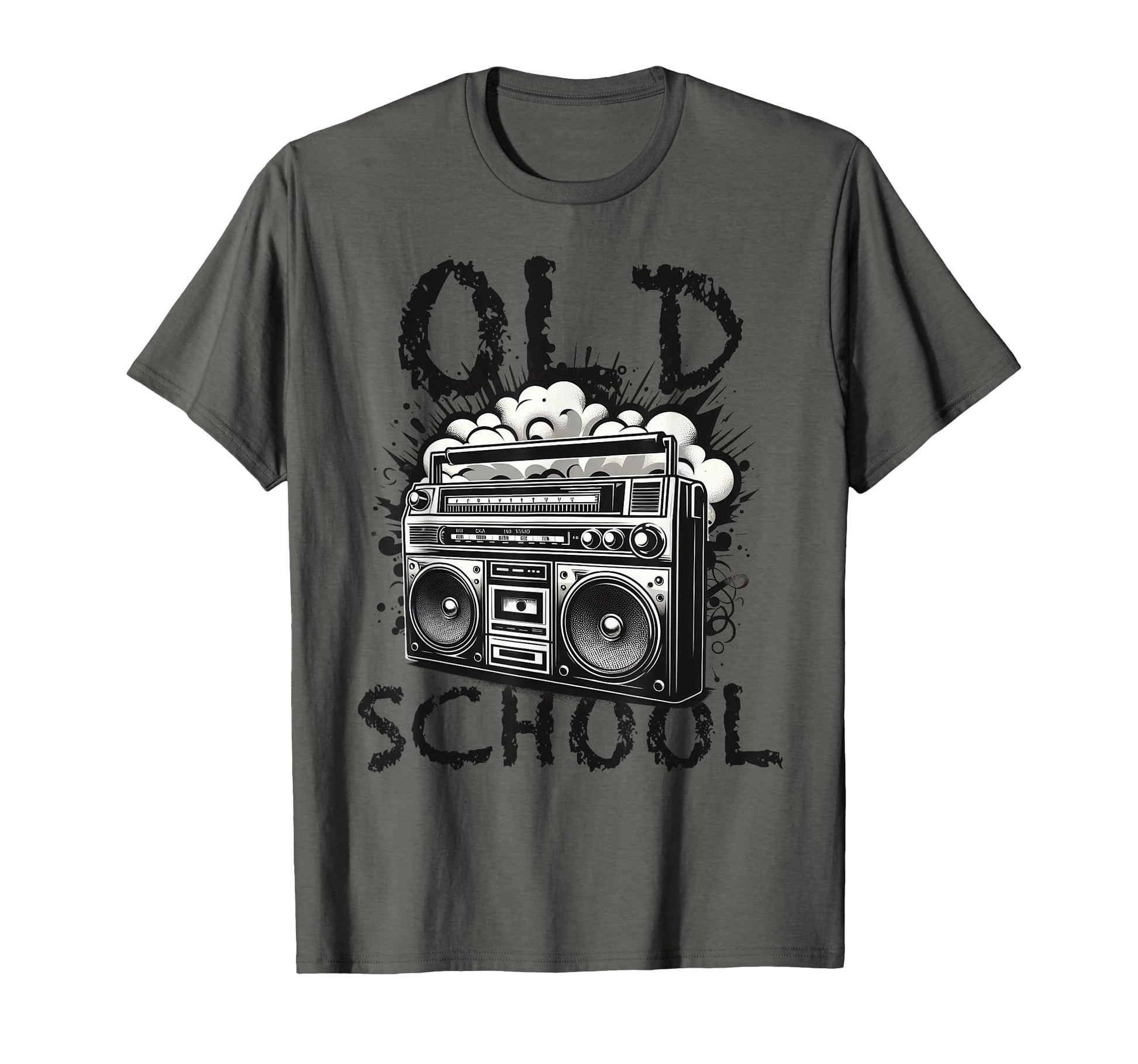 Old School Boombox Black White Hip T-Shirt - Aesthetic Graphic Men Women - T-Shirt, Sweatshirt, Hoodie