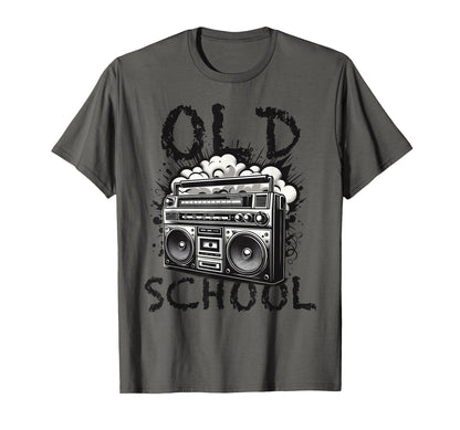 Old School Boombox Black White Hip T-Shirt - Aesthetic Graphic Men Women - T-Shirt, Sweatshirt, Hoodie