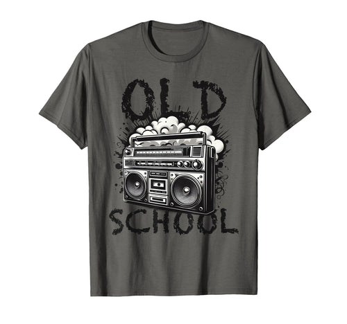 Old School Boombox Black White Hip T-Shirt - Aesthetic Graphic Men Women - T-Shirt, Sweatshirt, Hoodie