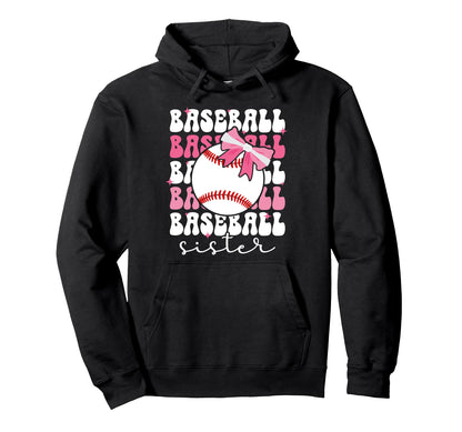 Baseball Sister Bow Baseball Players Hoodie - Trendy Graphic for Adults - T-Shirt, Sweatshirt, Hoodie