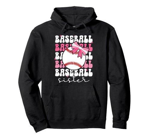 Baseball Sister Bow Baseball Players Hoodie - Trendy Graphic for Adults - T-Shirt, Sweatshirt, Hoodie