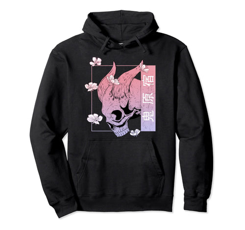 Japan Demon Oni Skull Otaku 90S Hoodie - Fun Novelty Design for Adults - T-Shirt, Sweatshirt, Hoodie