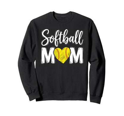 Softball Mom Heart Fastpitch Sweatshirt - Casual Everyday Wear for Adults - T-Shirt, Sweatshirt, Hoodie