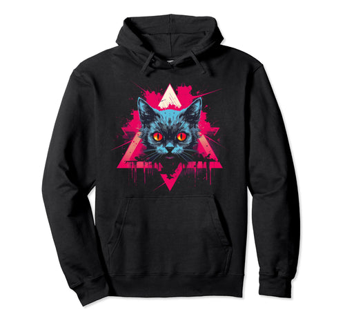 Cat Vaporwave Retrowave Aesthetic Hoodie - Fun Novelty Design Unisex - T-Shirt, Sweatshirt, Hoodie