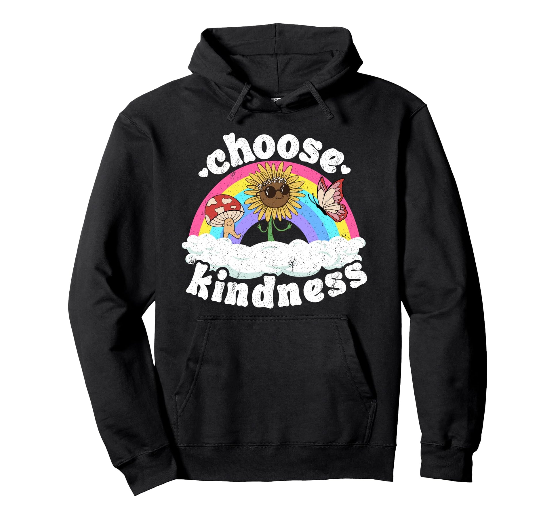 Positive Sunflower Rainbow Peace Hoodie - Novelty Apparel for Adults - T-Shirt, Sweatshirt, Hoodie