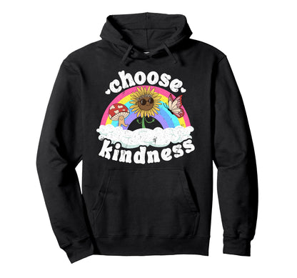Positive Sunflower Rainbow Peace Hoodie - Novelty Apparel for Adults - T-Shirt, Sweatshirt, Hoodie