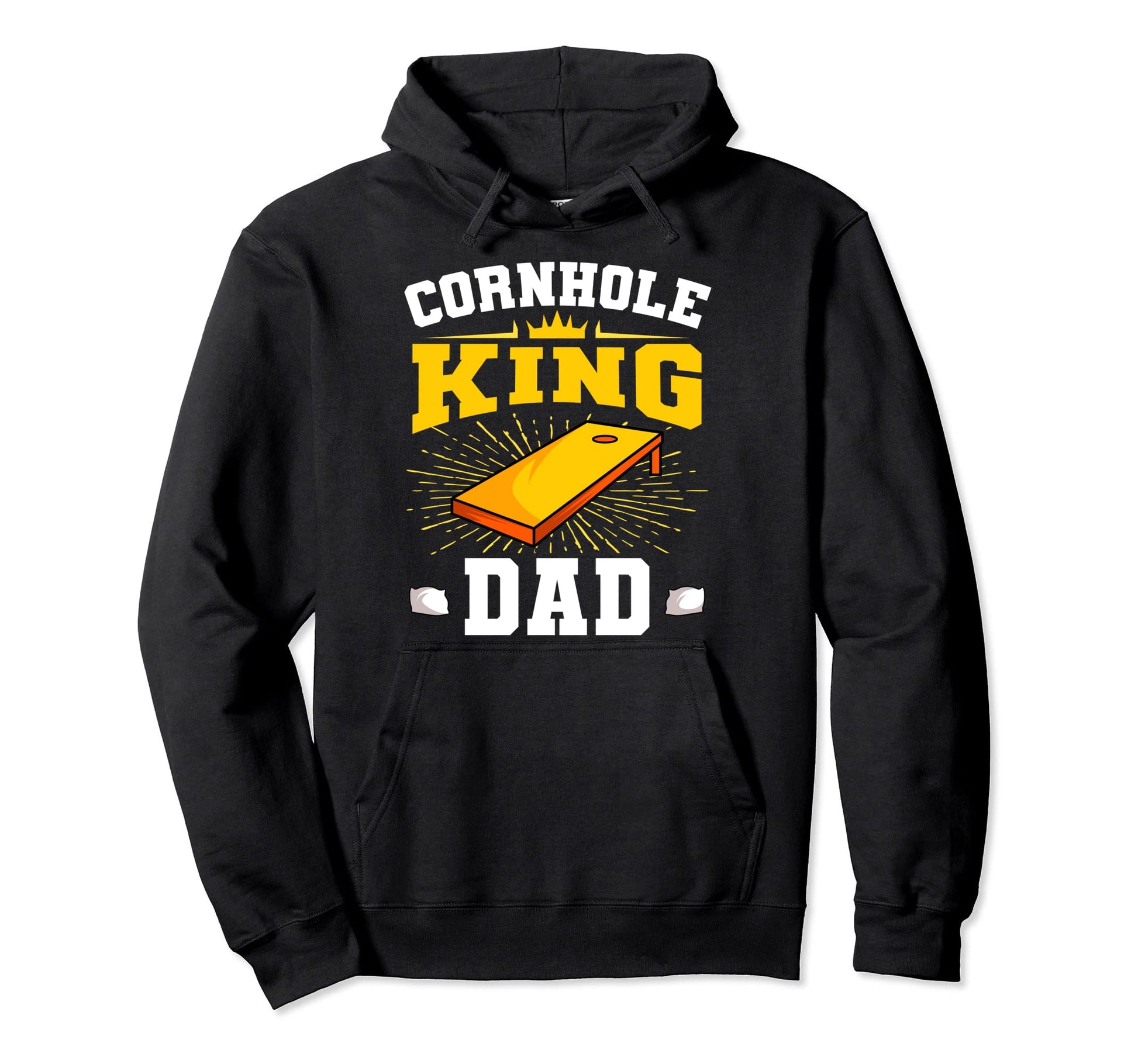Cornhole King Dad Lawn Game Board Hoodie - Novelty Apparel Men Women - T-Shirt, Sweatshirt, Hoodie