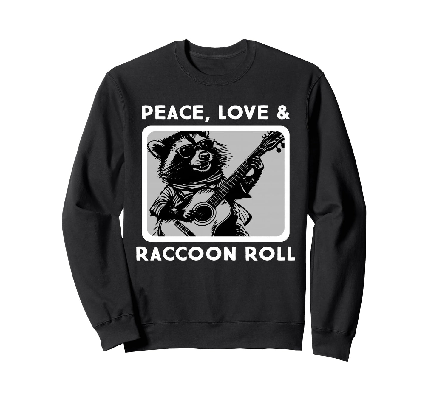 Raccoon Rock And Roll Music Sweatshirt - Aesthetic Graphic Men Women - T-Shirt, Sweatshirt, Hoodie
