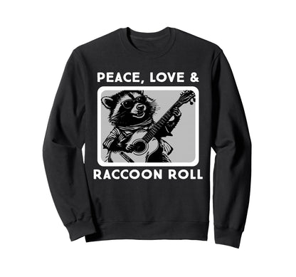 Raccoon Rock And Roll Music Sweatshirt - Aesthetic Graphic Men Women - T-Shirt, Sweatshirt, Hoodie