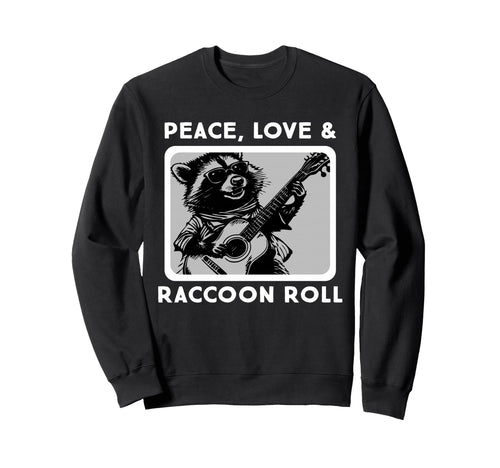 Raccoon Rock And Roll Music Sweatshirt - Aesthetic Graphic Men Women - T-Shirt, Sweatshirt, Hoodie