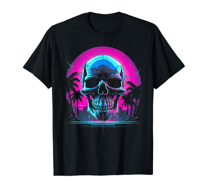 Skull Vaporwave Retrowave Aesthetic T-Shirt - Graphic Print Men Women - T-Shirt, Sweatshirt, Hoodie