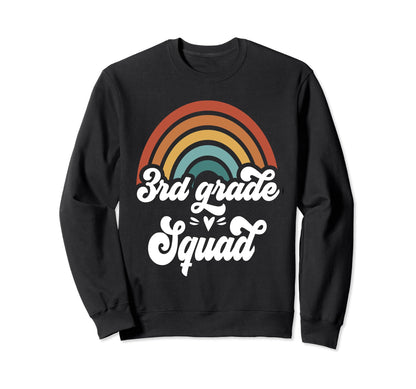 3Rd Grade Squad Groovy Rainbow Sweatshirt - Casual Everyday Wear Unisex - T-Shirt, Sweatshirt, Hoodie