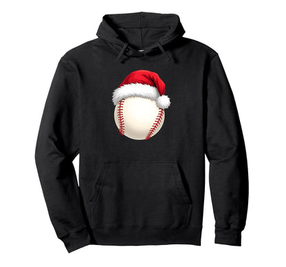 Baseball Santa Hat Funny Sport Hoodie - Fun Novelty Design Unisex - T-Shirt, Sweatshirt, Hoodie