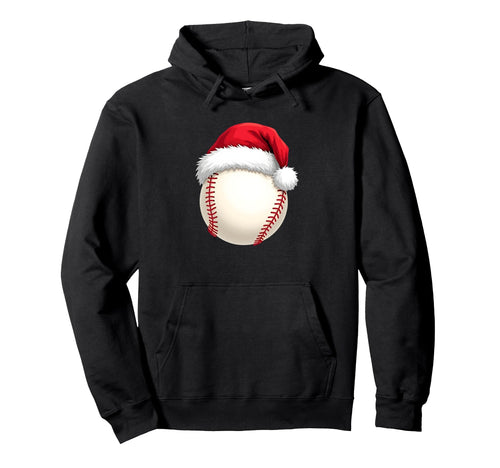 Baseball Santa Hat Funny Sport Hoodie - Fun Novelty Design Unisex - T-Shirt, Sweatshirt, Hoodie