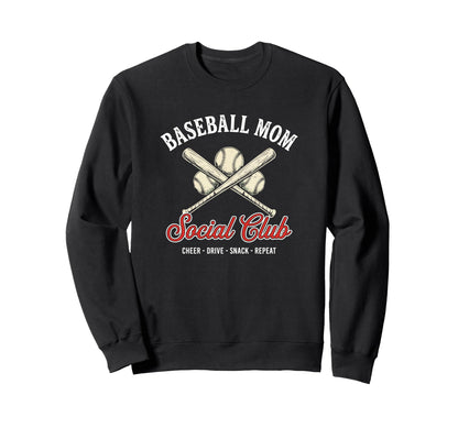 Baseball Mom Social Club Bleacher Sweatshirt - Graphic Print Men Women - T-Shirt, Sweatshirt, Hoodie