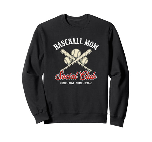 Baseball Mom Social Club Bleacher Sweatshirt - Graphic Print Men Women - T-Shirt, Sweatshirt, Hoodie
