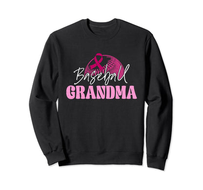 Baseball Grandma Ribbon Breast Cancer Sweatshirt - Minimalist Print Unisex - T-Shirt, Sweatshirt, Hoodie
