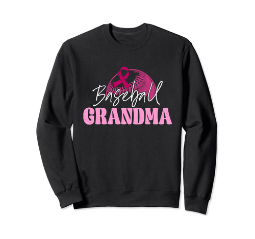 Baseball Grandma Ribbon Breast Cancer Sweatshirt - Minimalist Print Unisex - T-Shirt, Sweatshirt, Hoodie
