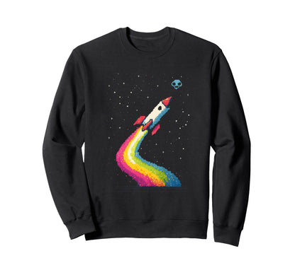 Rainbow Pixel Art Rocket Launch 8 Sweatshirt - Streetwear Style Men Women - T-Shirt, Sweatshirt, Hoodie
