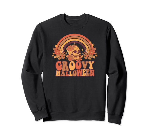 Groovy Halloween Rainbow Flower Sweatshirt - Aesthetic Graphic for Adults - T-Shirt, Sweatshirt, Hoodie