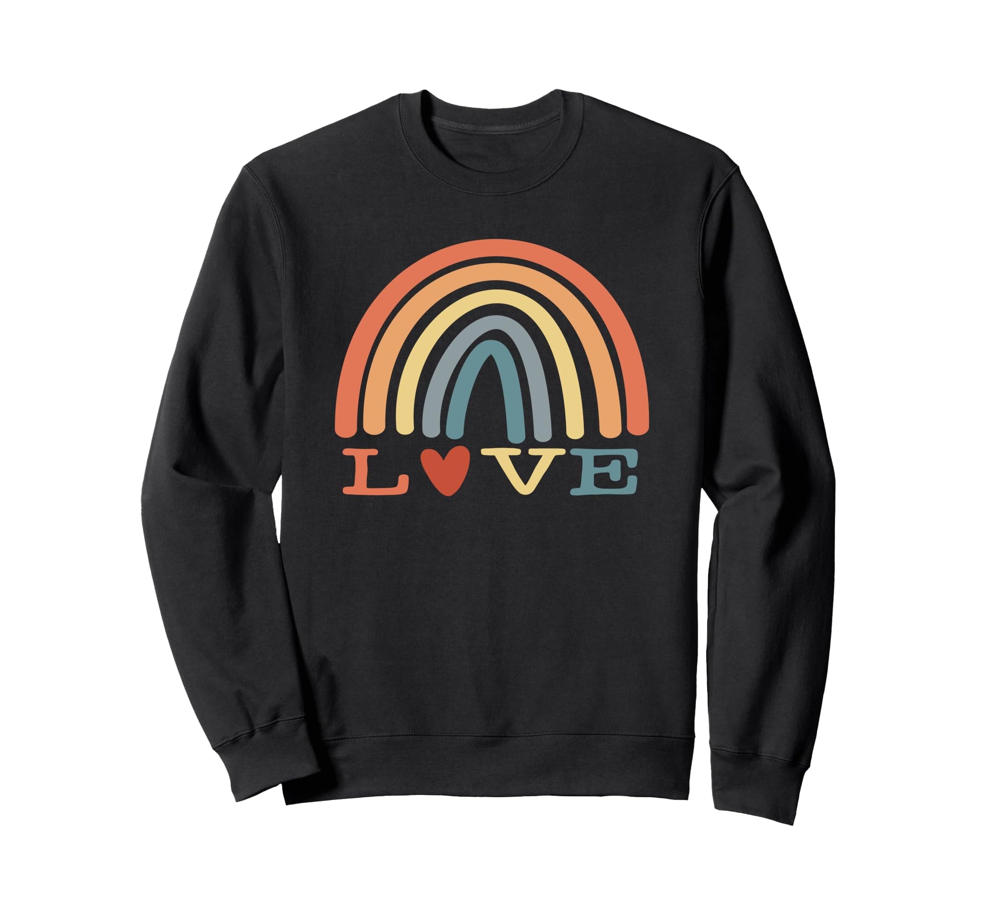 Rainbow Love Groovy Heart Boho 70S Sweatshirt - Custom Art Print Men Women - T-Shirt, Sweatshirt, Hoodie