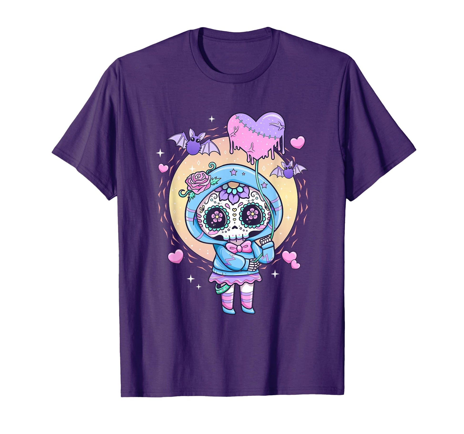 Kawaii Pastel Goth Creepy Sugar Skull T-Shirt - Trendy Graphic for Adults - T-Shirt, Sweatshirt, Hoodie