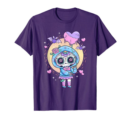 Kawaii Pastel Goth Creepy Sugar Skull T-Shirt - Trendy Graphic for Adults - T-Shirt, Sweatshirt, Hoodie