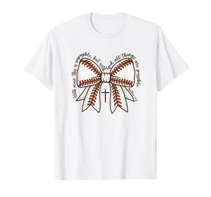 Faith Baseball Mom Bow Christian T-Shirt - Fun Novelty Design Men Women - T-Shirt, Sweatshirt, Hoodie