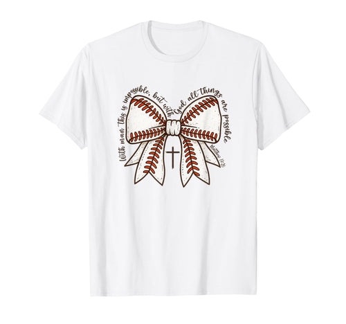 Faith Baseball Mom Bow Christian T-Shirt - Fun Novelty Design Men Women - T-Shirt, Sweatshirt, Hoodie
