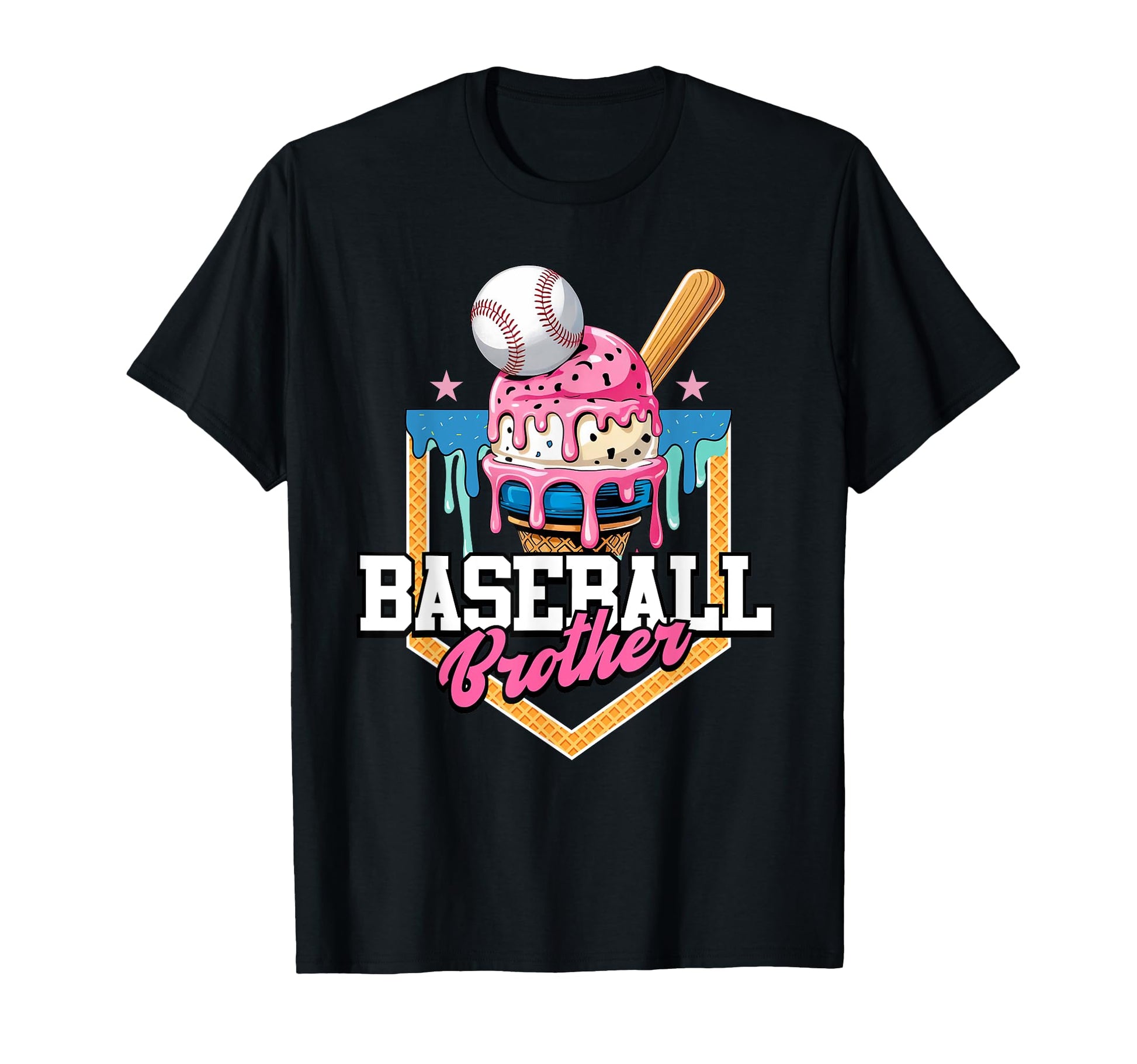 Baseball Brother Ice Cream Drip T-Shirt - Trendy Graphic Men Women - T-Shirt, Sweatshirt, Hoodie