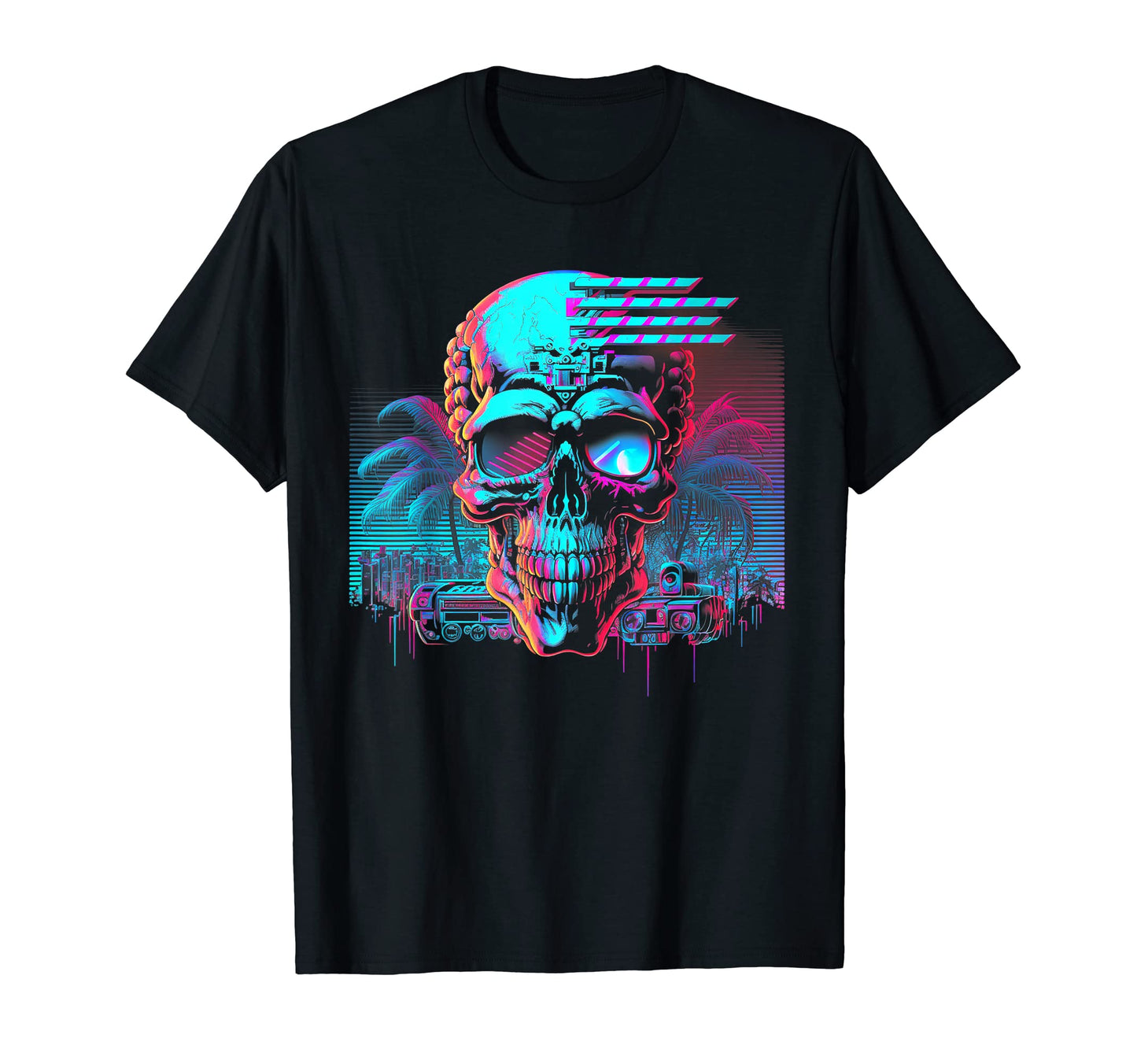 Skull Vaporwave Retrowave Aesthetic T-Shirt - Casual Everyday Wear Unisex - T-Shirt, Sweatshirt, Hoodie