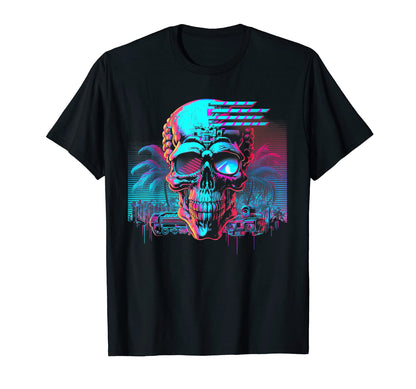Skull Vaporwave Retrowave Aesthetic T-Shirt - Casual Everyday Wear Unisex - T-Shirt, Sweatshirt, Hoodie