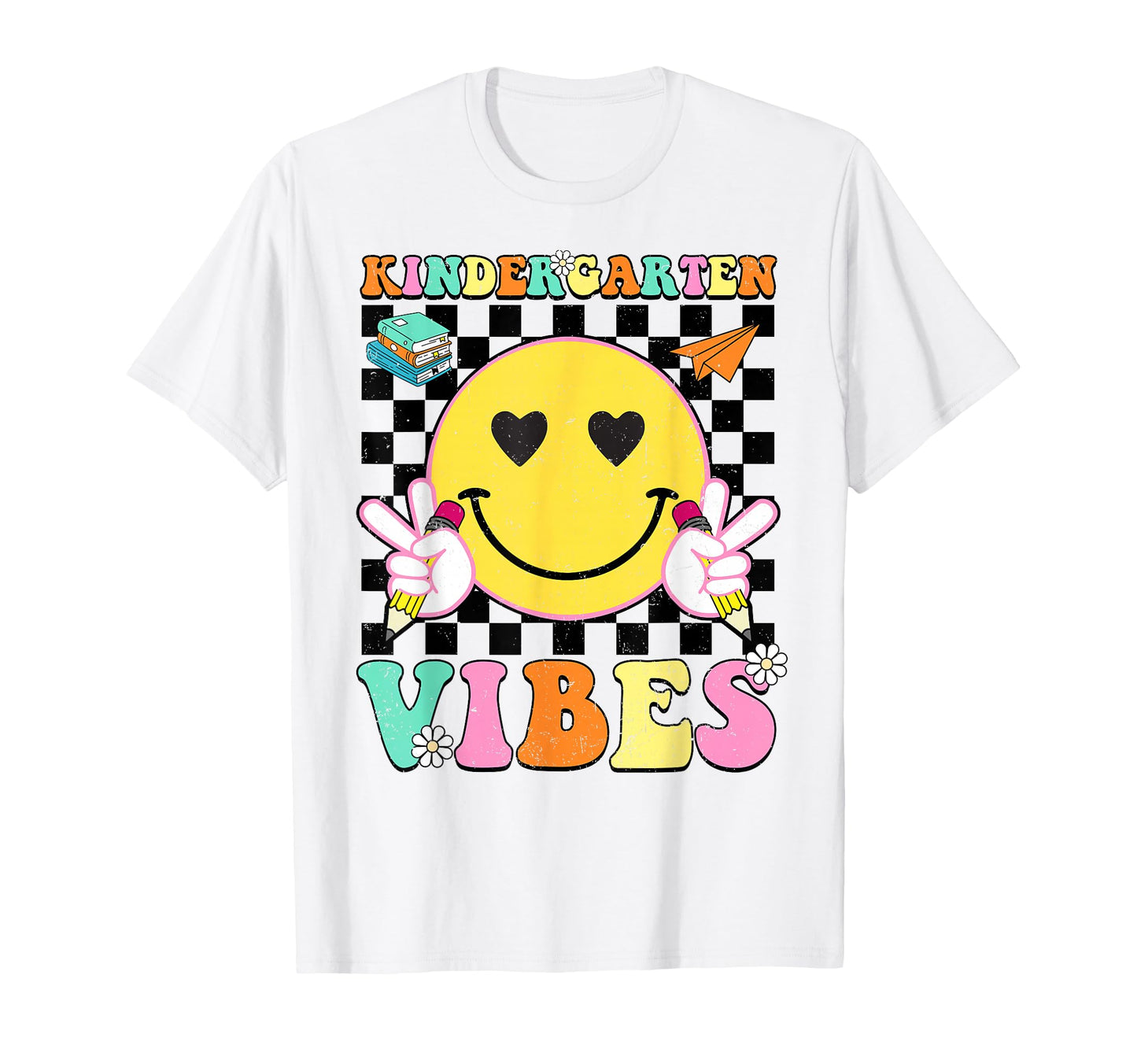 Kindergarten Vibes Smile Face Teacher T-Shirt - Minimalist Print Men Women - T-Shirt, Sweatshirt, Hoodie