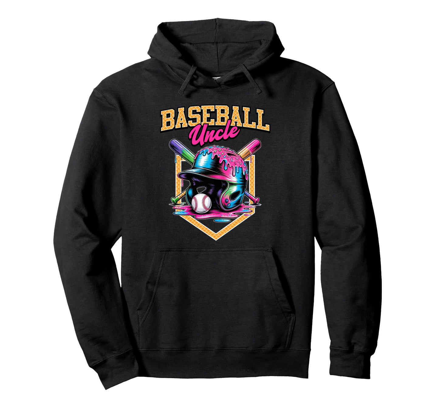 Baseball Uncle Tie Dye Baseball Drip Hoodie - Minimalist Print for Adults - T-Shirt, Sweatshirt, Hoodie