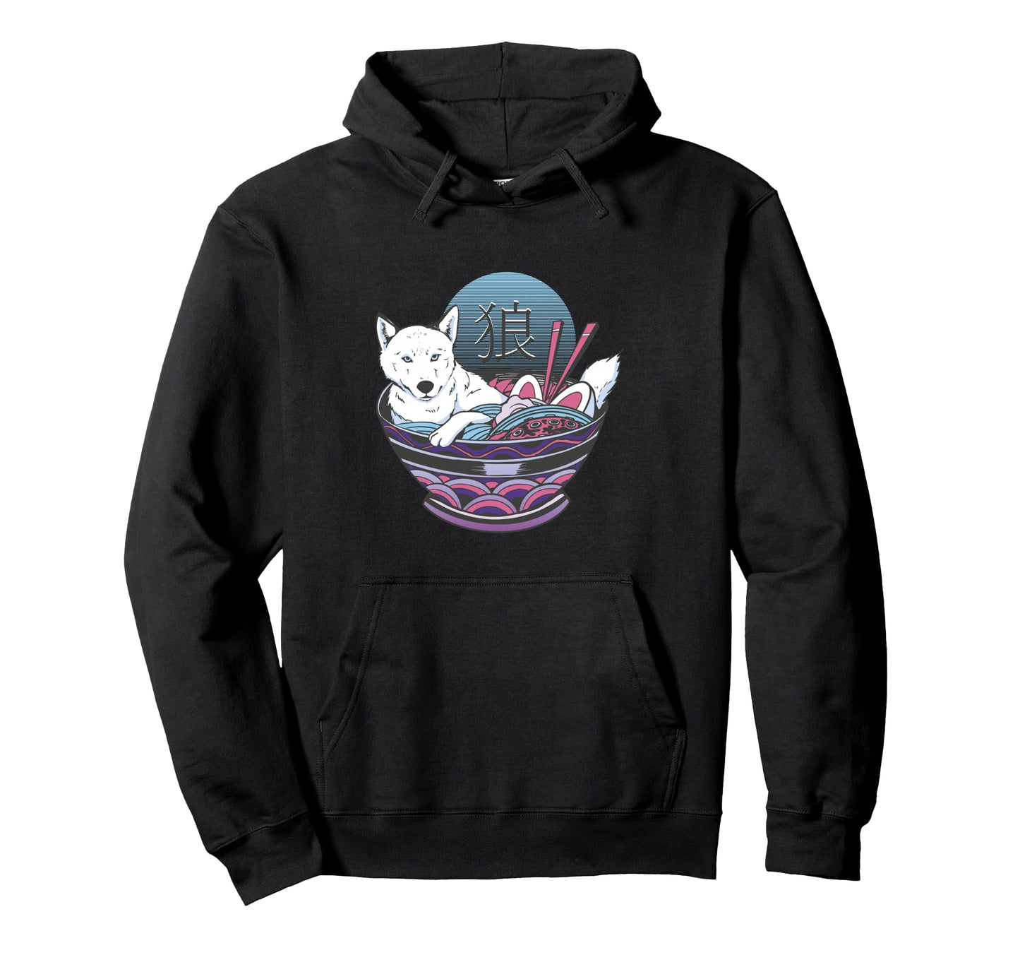 Anime Wolf Ramen Bowl Japanese Kawaii Hoodie - Graphic Print for Adults - T-Shirt, Sweatshirt, Hoodie