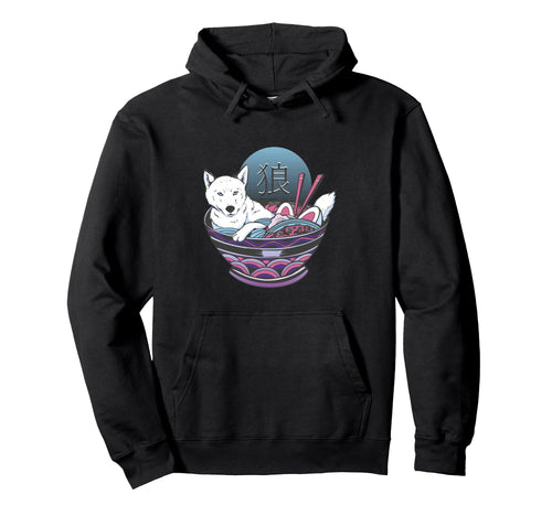 Anime Wolf Ramen Bowl Japanese Kawaii Hoodie - Graphic Print for Adults - T-Shirt, Sweatshirt, Hoodie