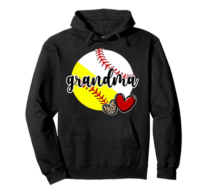 Baseball Softball Grandma Proud Hoodie - Fun Novelty Design for Adults - T-Shirt, Sweatshirt, Hoodie