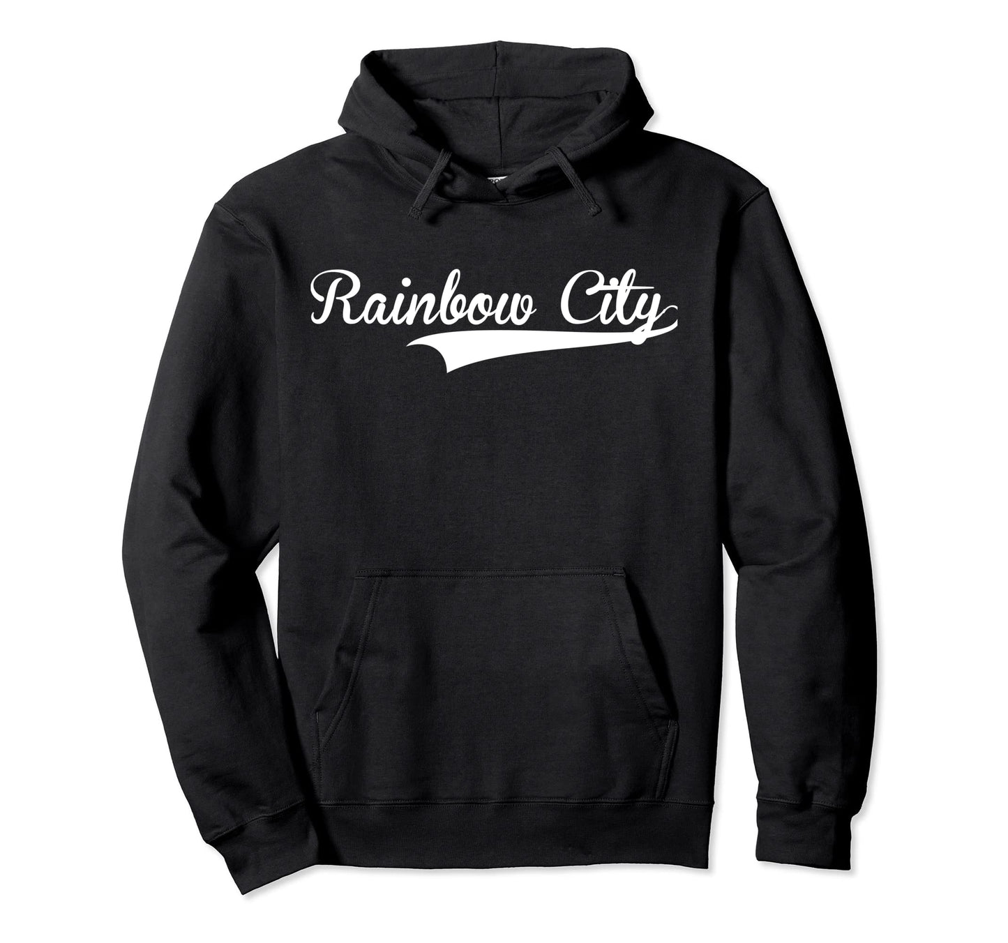 Rainbow City Baseball Font Hoodie - Casual Everyday Wear for Adults - T-Shirt, Sweatshirt, Hoodie