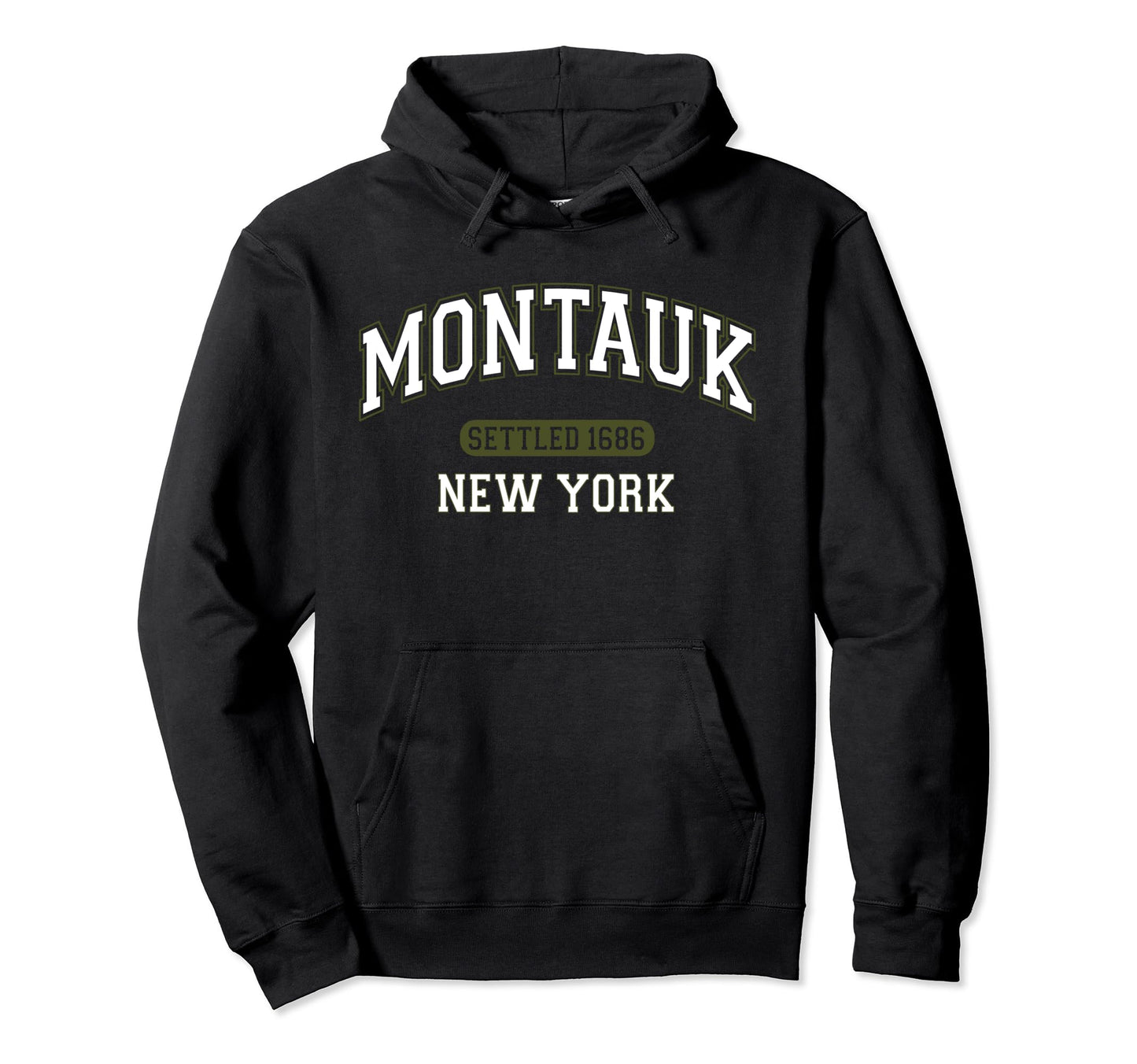 Montauk New York Sports White Green Hoodie - Minimalist Print Men Women - T-Shirt, Sweatshirt, Hoodie