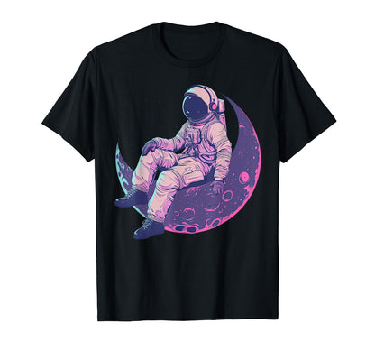 Moon Astronaut Listening To Music T-Shirt - Minimalist Print Men Women - T-Shirt, Sweatshirt, Hoodie
