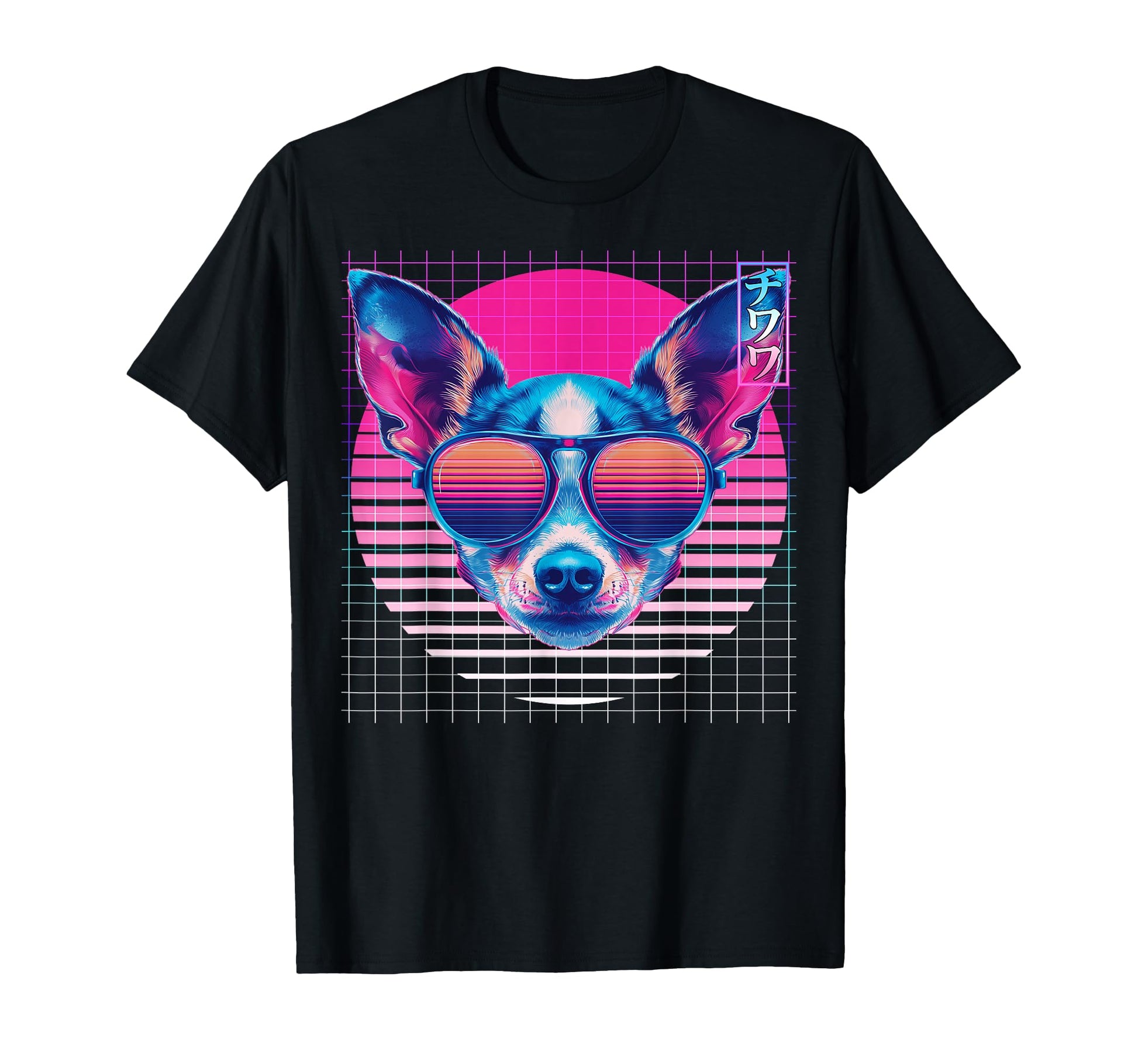 Chihuahua Sunglasses Dog Vaporwave T-Shirt - Minimalist Print for Adults - T-Shirt, Sweatshirt, Hoodie