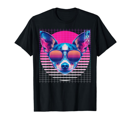 Chihuahua Sunglasses Dog Vaporwave T-Shirt - Minimalist Print for Adults - T-Shirt, Sweatshirt, Hoodie