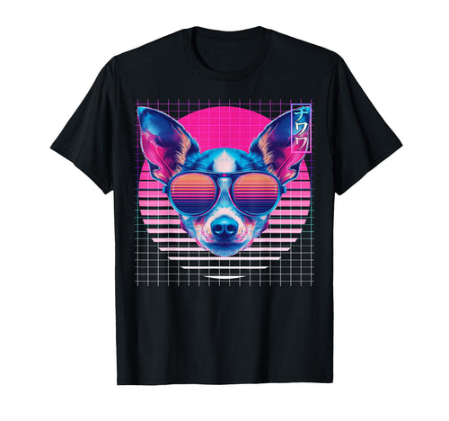 Chihuahua Sunglasses Dog Vaporwave T-Shirt - Minimalist Print for Adults - T-Shirt, Sweatshirt, Hoodie