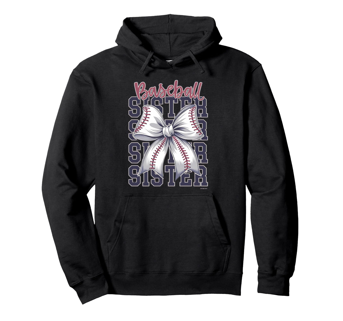 Baseball Sister Coquette Bow Hoodie - Graphic Print for Adults - T-Shirt, Sweatshirt, Hoodie