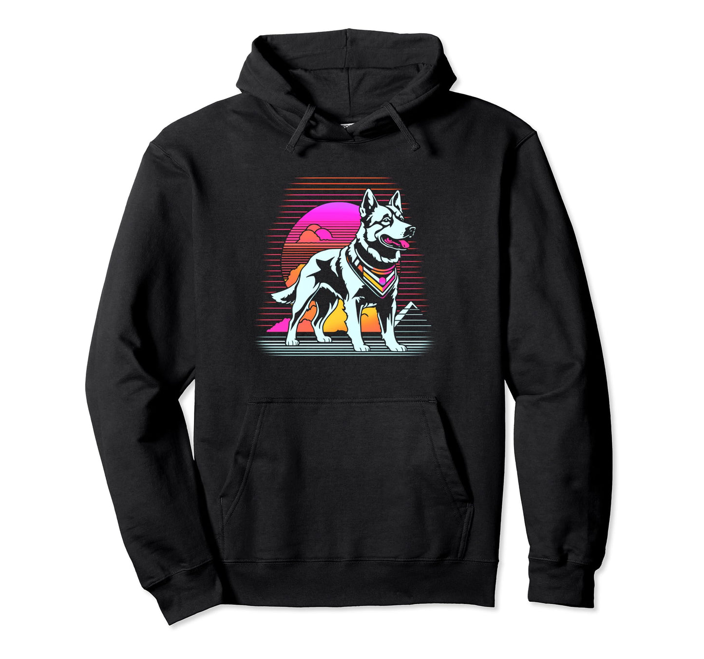 Sunset Vaporwave Aesthetic Dog Hoodie - Casual Everyday Wear for Adults - T-Shirt, Sweatshirt, Hoodie