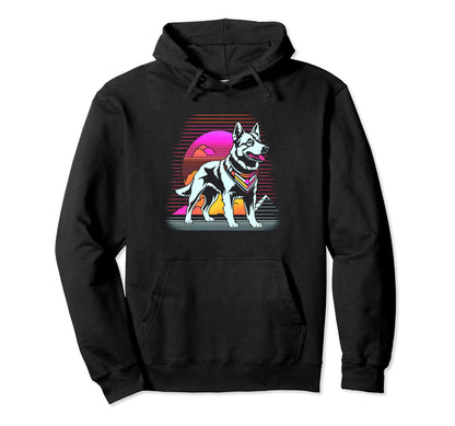 Sunset Vaporwave Aesthetic Dog Hoodie - Casual Everyday Wear for Adults - T-Shirt, Sweatshirt, Hoodie