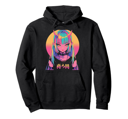 Goth Grunge Demon Anime Waifu Horror Hoodie - Aesthetic Graphic Men Women - T-Shirt, Sweatshirt, Hoodie