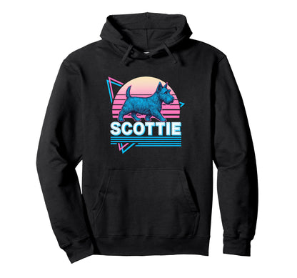 Scottish Terrier Synthwave Aesthetic Dog Hoodie - Streetwear Style Unisex - T-Shirt, Sweatshirt, Hoodie
